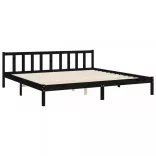 fekete tömör fa ágykeret fejtámlával 200 x 200 cm