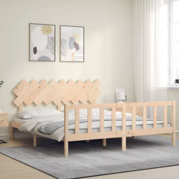 tömör fa ágykeret fejtámlával Super King Size