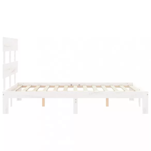 fehér tömör fa ágykeret fejtámlával Small Double