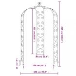 fekete acél kerti boltív Ø180 x 255 cm