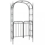fekete acél kerti boltív kapuval 108 x 45 x 235 cm