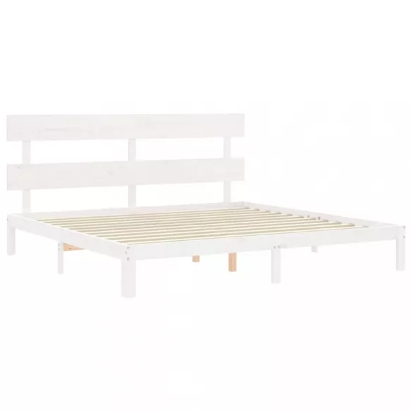 fehér tömör fa ágykeret fejtámlával Super King Size