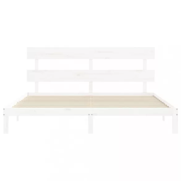 fehér tömör fa ágykeret fejtámlával Super King Size