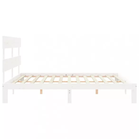 fehér tömör fa ágykeret fejtámlával Super King Size