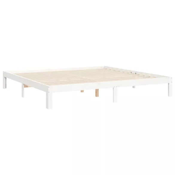 fehér tömör fenyőfa ágy matrac nélkül 200 x 200 cm