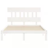 fehér tömör fa ágykeret fejtámlával Small Double