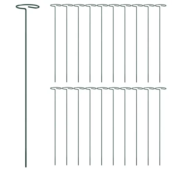 20 db sötétzöld acél kerti növénykaró 40 cm