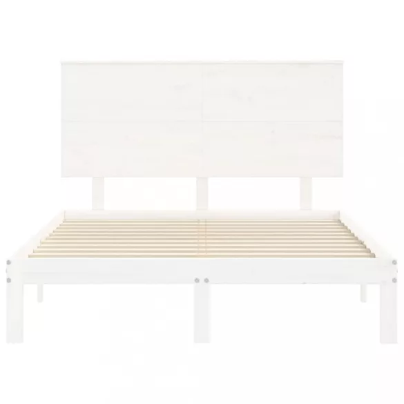 fehér tömör fa ágykeret fejtámlával Small Double