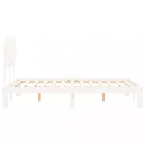fehér tömör fa ágykeret fejtámlával Small Double