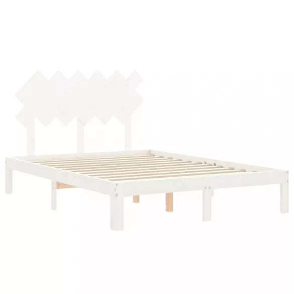 fehér tömör fa ágykeret fejtámlával Double
