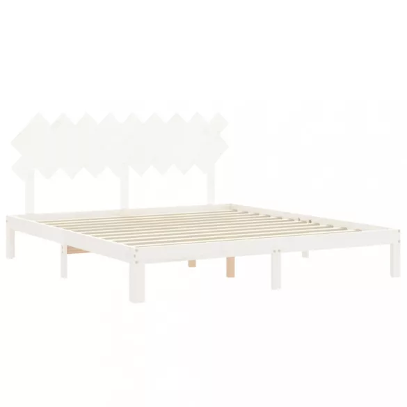fehér tömör fa ágykeret fejtámlával Super King Size