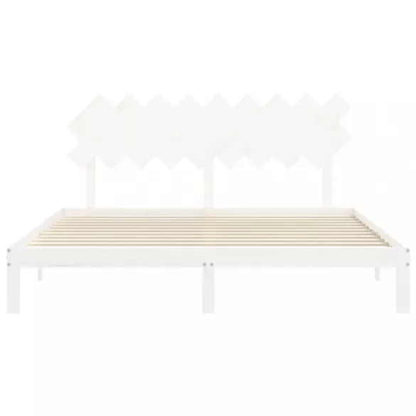 fehér tömör fa ágykeret fejtámlával Super King Size