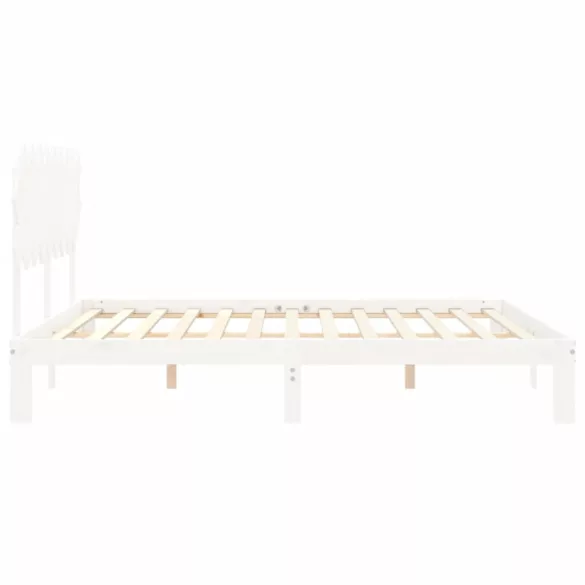 fehér tömör fa ágykeret fejtámlával Super King Size