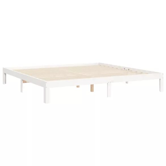 fehér tömör fenyőfa ágy matrac nélkül 200 x 200 cm