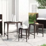 3 db barna polyrattan rakásolható kisasztal