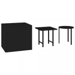 3 db fekete polyrattan kisasztal
