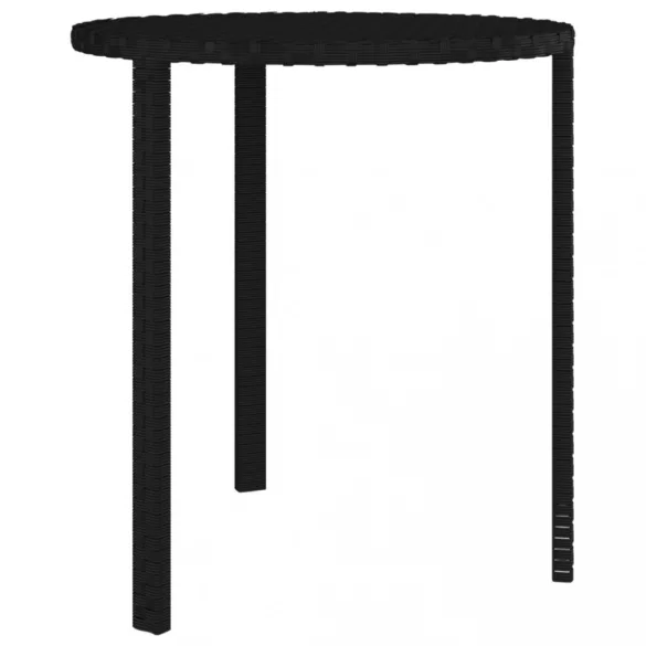 3 db fekete polyrattan kisasztal