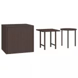 3 db barna polyrattan kisasztal