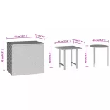3 db barna polyrattan kisasztal