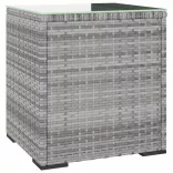 szürke polyrattan és edzett üveg kisasztal 40 x 37 x 40,5 cm