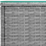 szürke polyrattan és edzett üveg kisasztal 40 x 37 x 40,5 cm