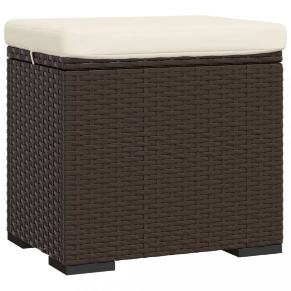 2 db barna polyrattan zsámoly párnákkal 40 x 30 x 40 cm