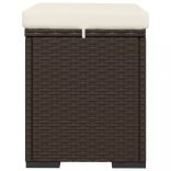 2 db barna polyrattan zsámoly párnákkal 40 x 30 x 40 cm