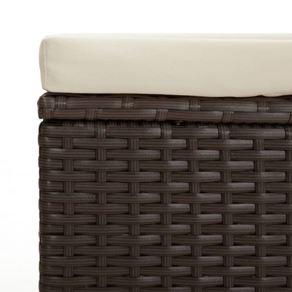 2 db barna polyrattan zsámoly párnákkal 40 x 30 x 40 cm