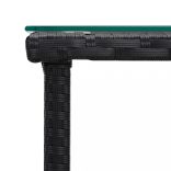 fekete polyrattan és edzett üveg kisasztal 45 x 45 x 45 cm