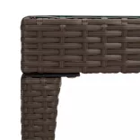 barna polyrattan és edzett üveg kisasztal 50 x 50 x 38 cm