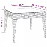 barna polyrattan és edzett üveg kisasztal 50 x 50 x 38 cm