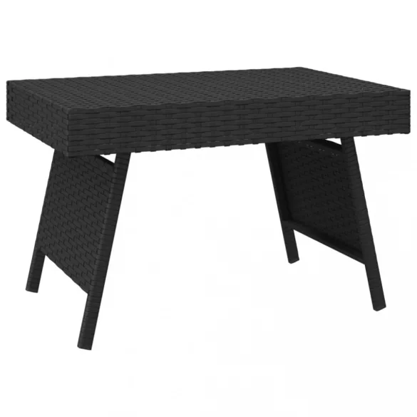 fekete összecsukható polyrattan kisasztal 60 x 40 x 38 cm