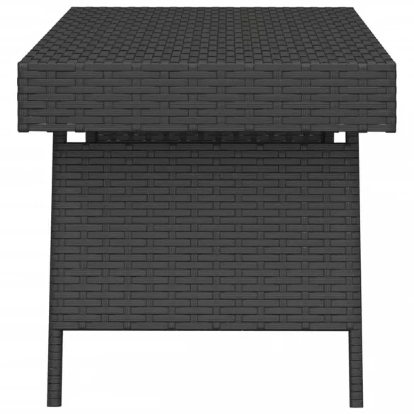 fekete összecsukható polyrattan kisasztal 60 x 40 x 38 cm