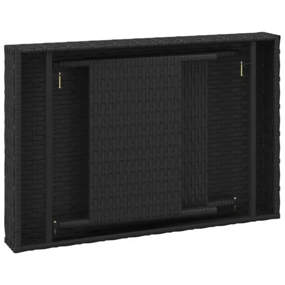 fekete összecsukható polyrattan kisasztal 60 x 40 x 38 cm