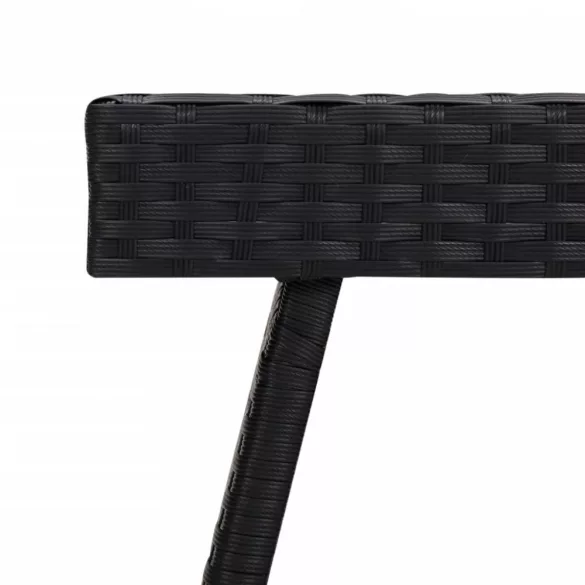 fekete összecsukható polyrattan kisasztal 60 x 40 x 38 cm
