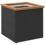 fekete polyrattan ültetőláda 40 x 40 x 40 cm
