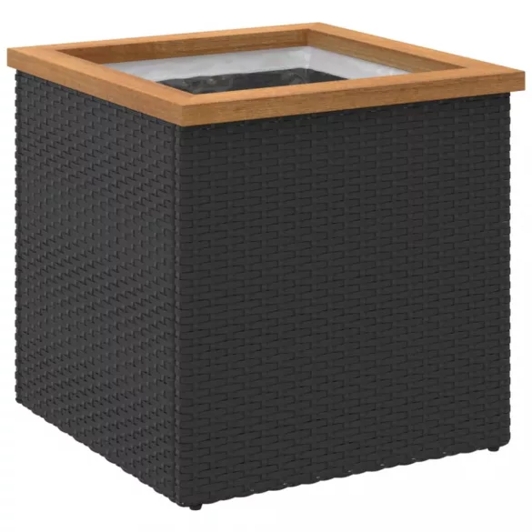 fekete polyrattan ültetőláda 40 x 40 x 40 cm