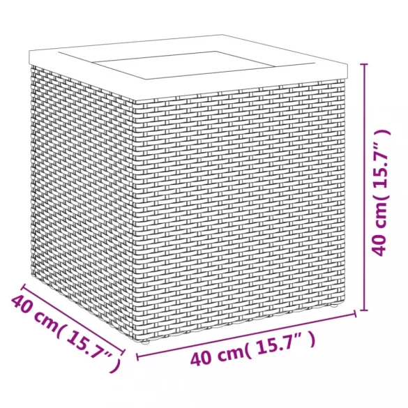 fekete polyrattan ültetőláda 40 x 40 x 40 cm