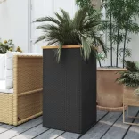 fekete polyrattan ültetőláda 40 x 40 x 80 cm