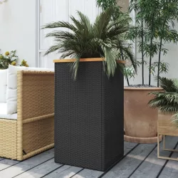 fekete polyrattan ültetőláda 40 x 40 x 80 cm