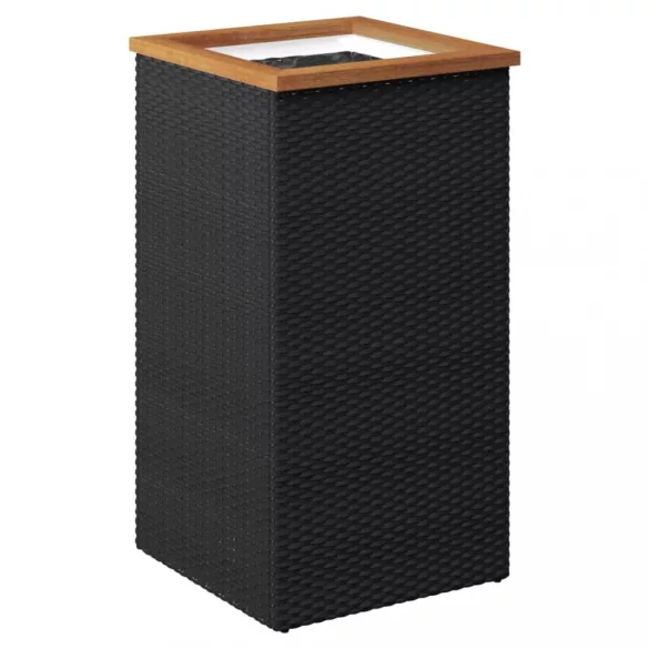 fekete polyrattan ültetőláda 40 x 40 x 80 cm