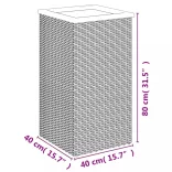 fekete polyrattan ültetőláda 40 x 40 x 80 cm