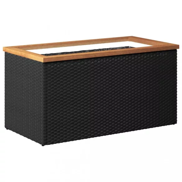 fekete polyrattan ültetőláda 80 x 40 x 40 cm