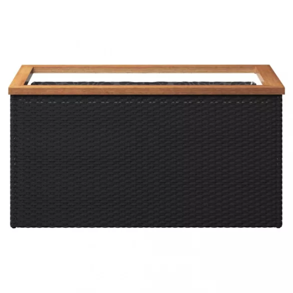 fekete polyrattan ültetőláda 80 x 40 x 40 cm