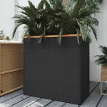 fekete polyrattan ültetőláda 80 x 40 x 80 cm