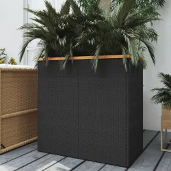 fekete polyrattan ültetőláda 80 x 40 x 80 cm