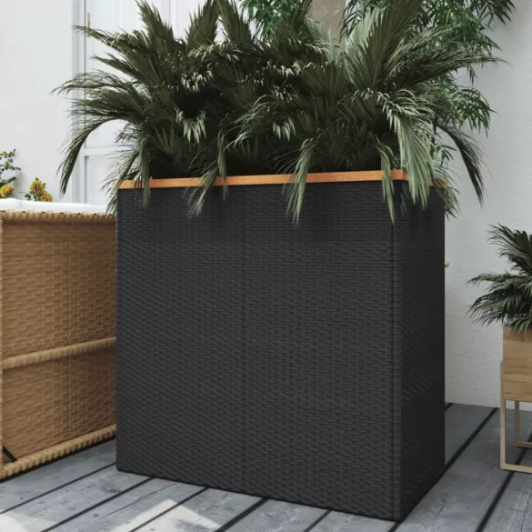 fekete polyrattan ültetőláda 80 x 40 x 80 cm