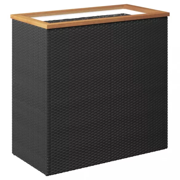 fekete polyrattan ültetőláda 80 x 40 x 80 cm