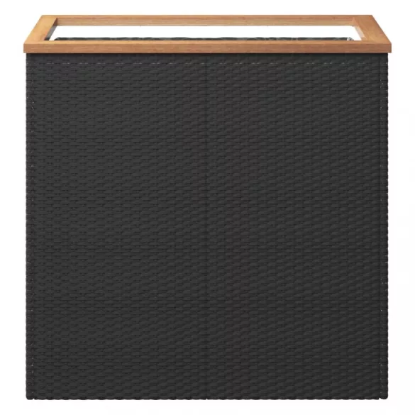 fekete polyrattan ültetőláda 80 x 40 x 80 cm