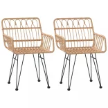 2 db fekete PE rattan karfás kerti szék 56 x 64 x 80 cm